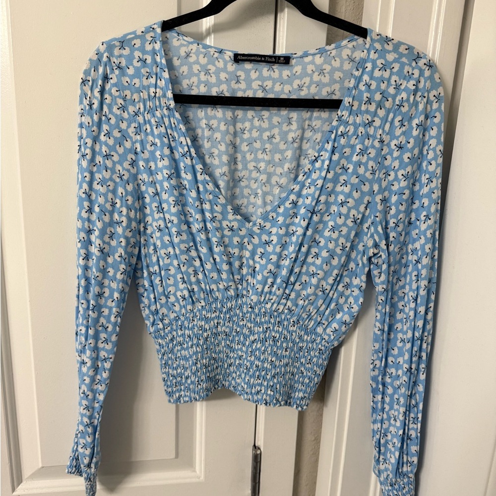 Abercrombie & Fitch Light Blue Patterned Blouse